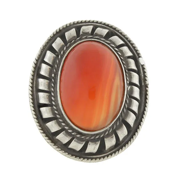 Vintage Silver & Carnelian Cabochon Handmade Ring