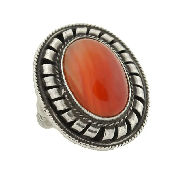 Vintage Silver & Carnelian Cabochon Handmade Ring