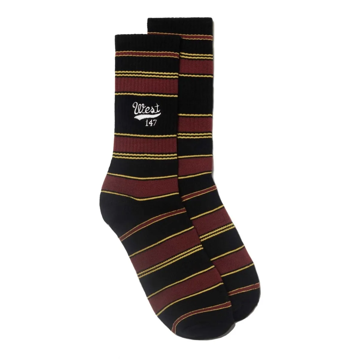 West NYC Stripe Sock Black/Wine/Mustard/White