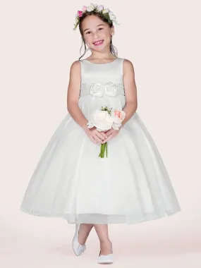 White Tulle Jewel Neck Sleeveless Formal Dress for Kids