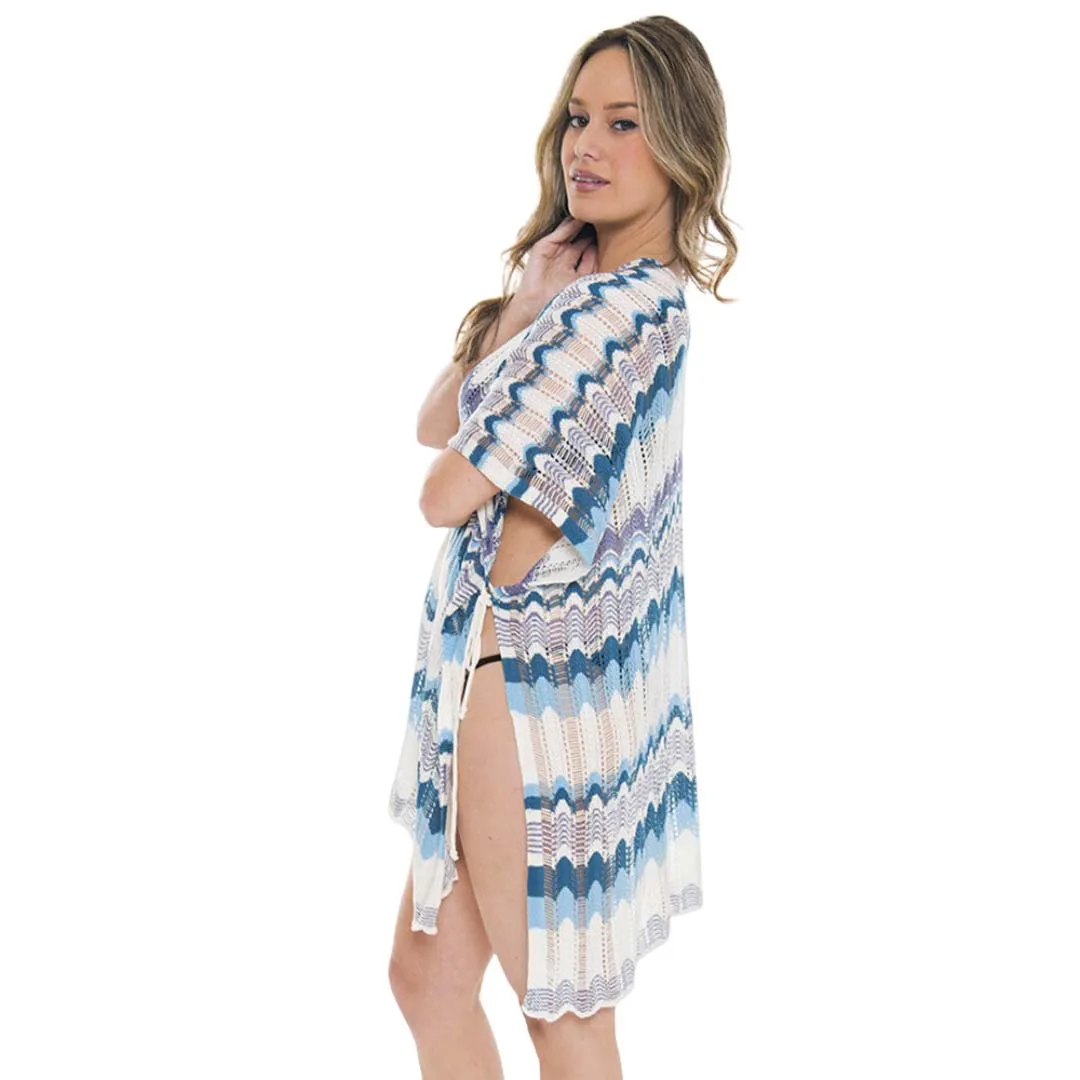 Zigzag Chevron Patterned Front Tie Cover Up